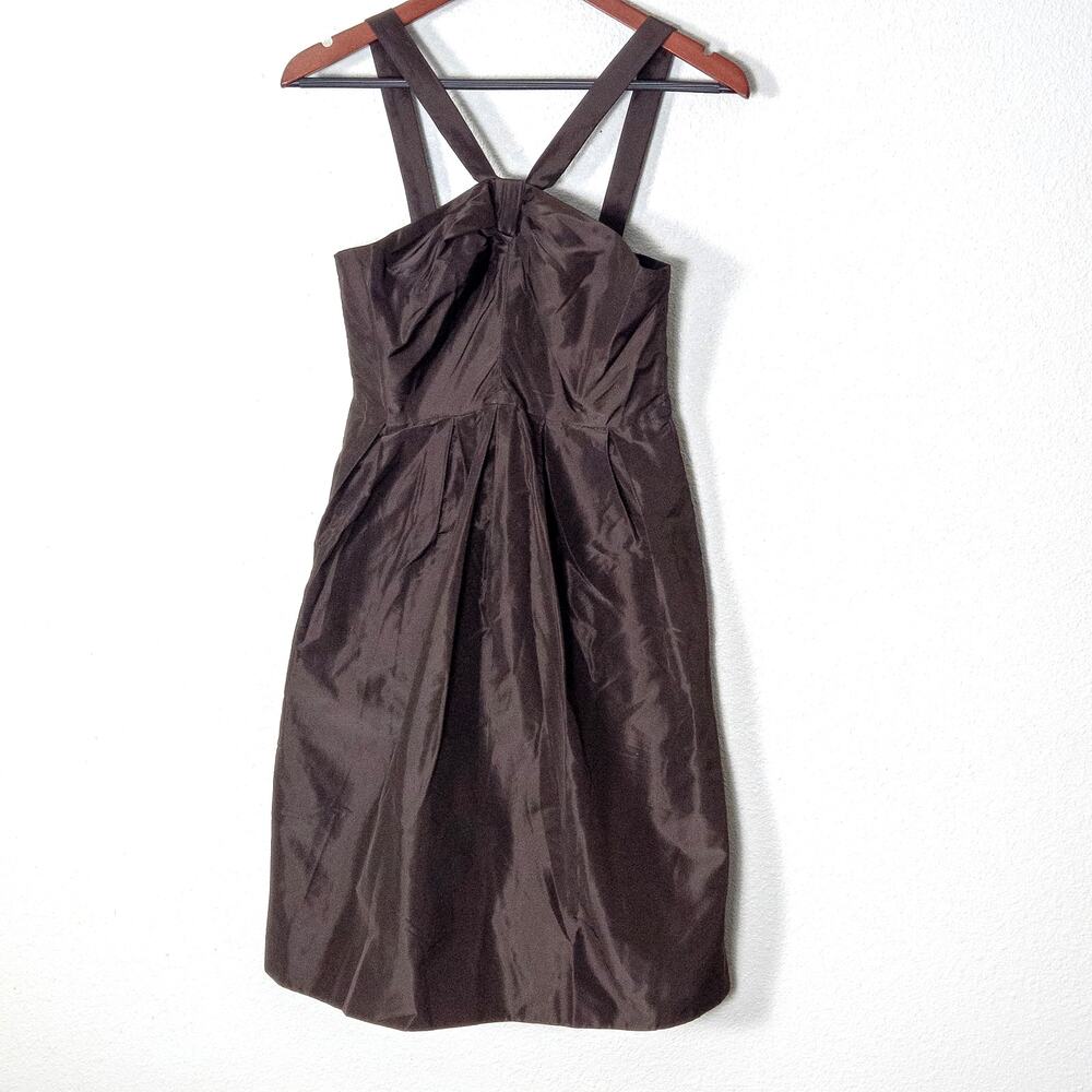 J.Crew Silk Cocktail Dress Size 2 Chocolate Brown Minimalist Evening